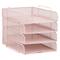 Mind Reader Stackable Paper Tray, Desktop Organizer, File Storage, Office, Metal Mesh, 4 Pcs., Pink